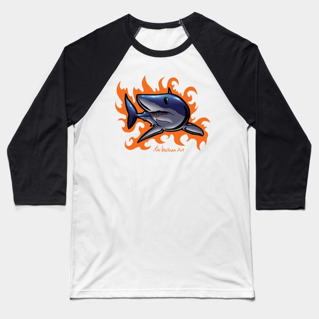 Mako Shark Surf Rad Design Baseball T-Shirt by Kai Ventura